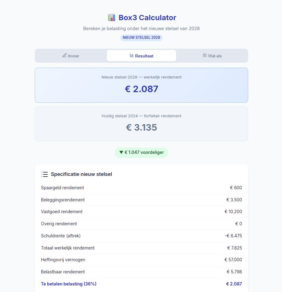 Screenshot van de Box3 Calculator app