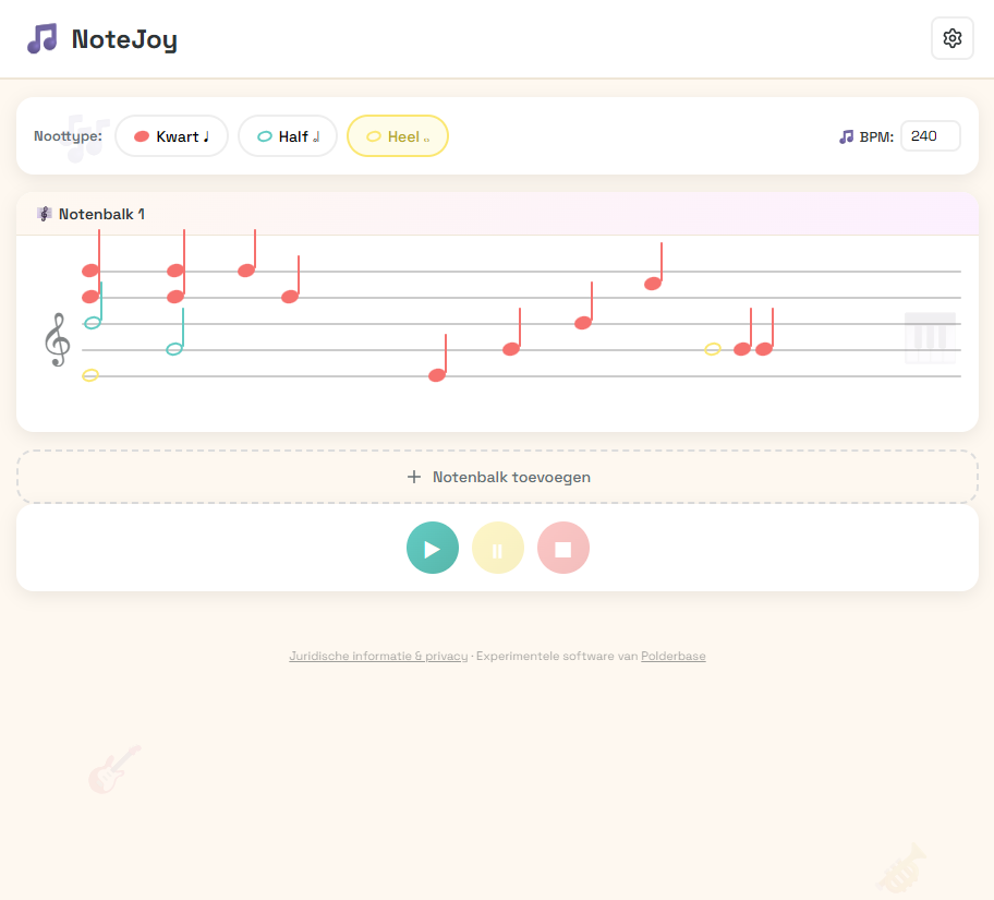 Screenshot van de NoteJoy app