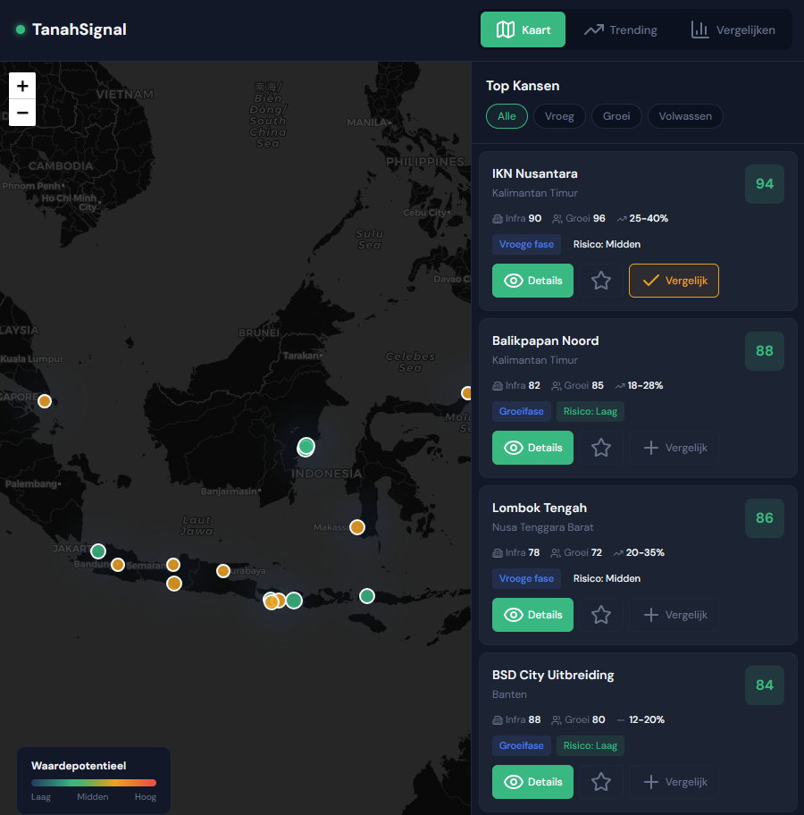 Screenshot van de Indonesia Land IQ app